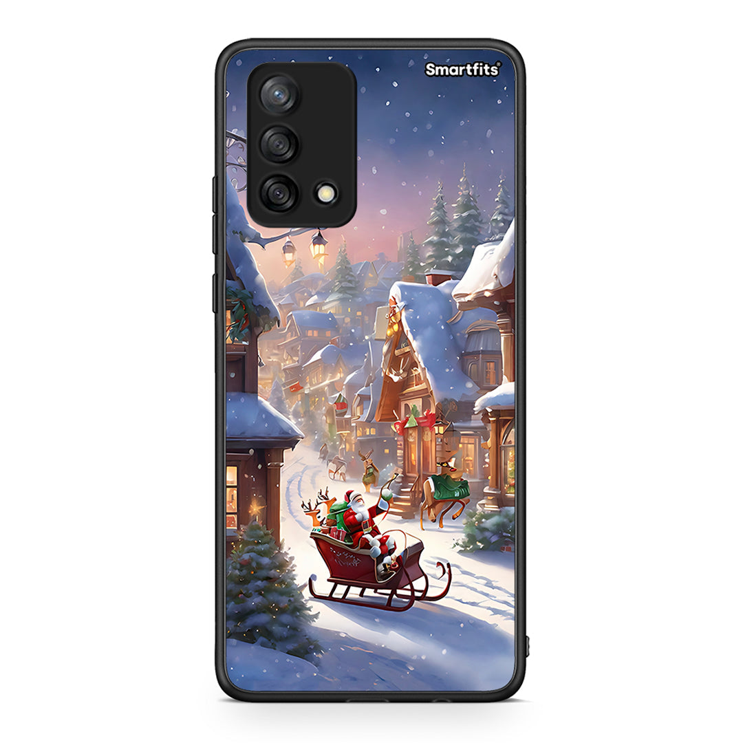 Oppo A74 4G Christmas Snow θήκη από τη Smartfits με σχέδιο στο πίσω μέρος και μαύρο περίβλημα | Smartphone case with colorful back and black bezels by Smartfits