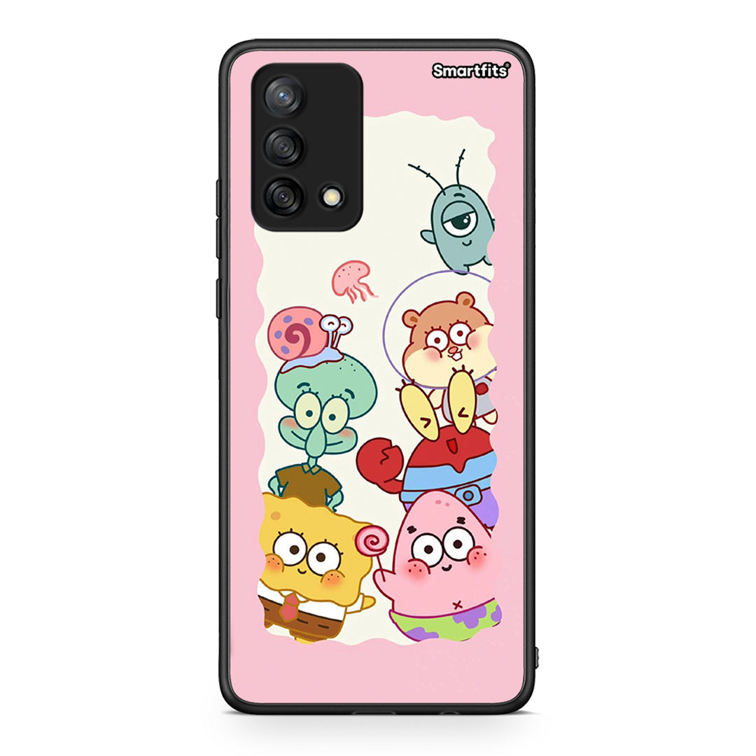Oppo A74 4G Cute Companion θήκη από τη Smartfits με σχέδιο στο πίσω μέρος και μαύρο περίβλημα | Smartphone case with colorful back and black bezels by Smartfits