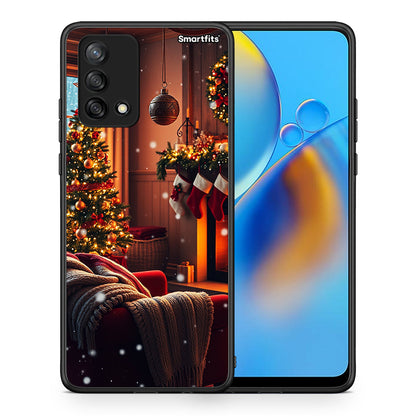 Θήκη Oppo A74 4G Home For Christmas από τη Smartfits με σχέδιο στο πίσω μέρος και μαύρο περίβλημα | Oppo A74 4G Home For Christmas case with colorful back and black bezels
