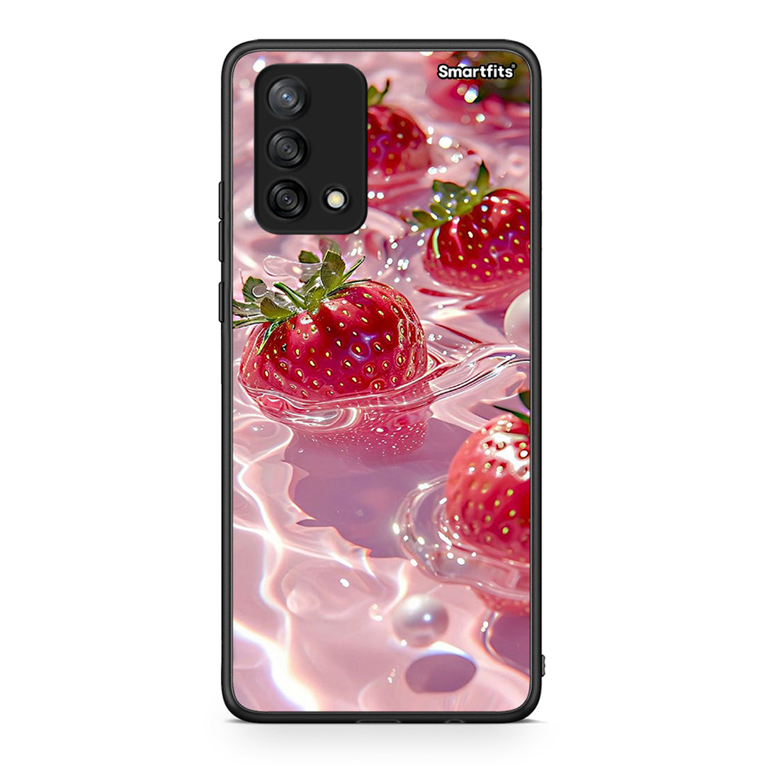 Oppo A74 4G Juicy Strawberries θήκη από τη Smartfits με σχέδιο στο πίσω μέρος και μαύρο περίβλημα | Smartphone case with colorful back and black bezels by Smartfits