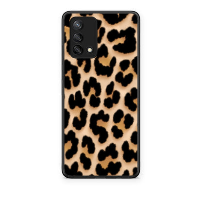 Θήκη Oppo A74 4G Leopard Print Tan Large από τη Smartfits με σχέδιο στο πίσω μέρος και μαύρο περίβλημα | Oppo A74 4G Leopard Print Tan Large case with colorful back and black bezels