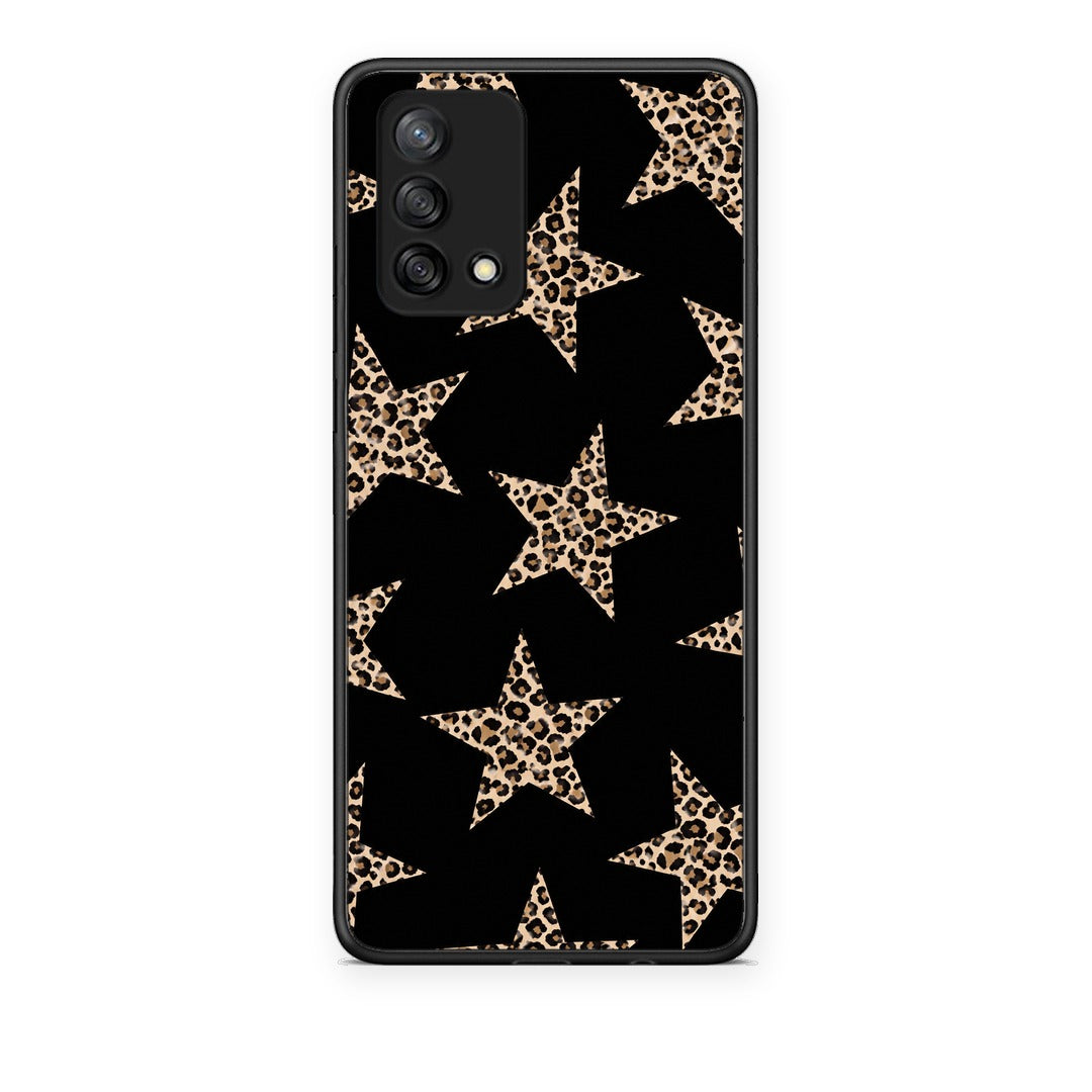 Θήκη Oppo A74 4G Leopard Stars on Black από τη Smartfits με σχέδιο στο πίσω μέρος και μαύρο περίβλημα | Oppo A74 4G Leopard Stars on Black case with colorful back and black bezels