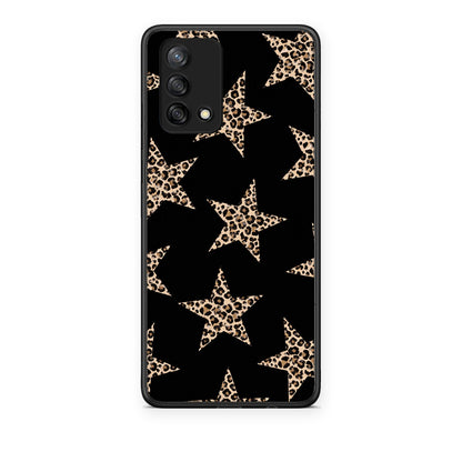 Θήκη Oppo A74 4G Leopard Stars on Black από τη Smartfits με σχέδιο στο πίσω μέρος και μαύρο περίβλημα | Oppo A74 4G Leopard Stars on Black case with colorful back and black bezels