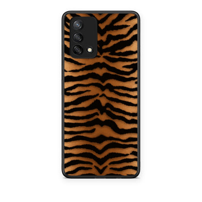 Θήκη Oppo A74 4G Tiger Print Orange and Black από τη Smartfits με σχέδιο στο πίσω μέρος και μαύρο περίβλημα | Oppo A74 4G Tiger Print Orange and Black case with colorful back and black bezels