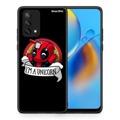 Θήκη Oppo A74 4G Unicorn Deadpool από τη Smartfits με σχέδιο στο πίσω μέρος και μαύρο περίβλημα | Oppo A74 4G Unicorn Deadpool case with colorful back and black bezels