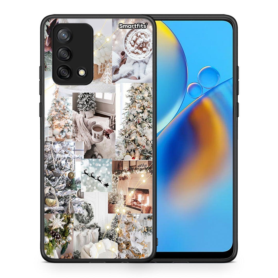 Θήκη Oppo A74 4G White Christmas από τη Smartfits με σχέδιο στο πίσω μέρος και μαύρο περίβλημα | Oppo A74 4G White Christmas case with colorful back and black bezels
