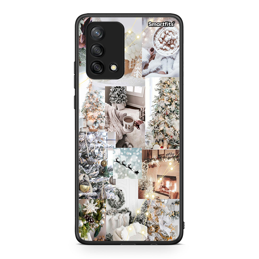 Oppo A74 4G White Christmas θήκη από τη Smartfits με σχέδιο στο πίσω μέρος και μαύρο περίβλημα | Smartphone case with colorful back and black bezels by Smartfits