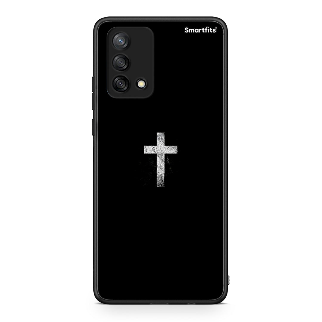 Oppo A74 4G White Cross θήκη από τη Smartfits με σχέδιο στο πίσω μέρος και μαύρο περίβλημα | Smartphone case with colorful back and black bezels by Smartfits