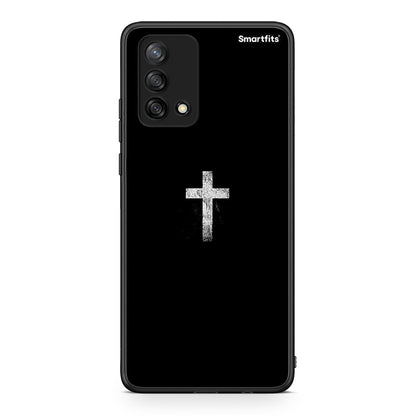 Oppo A74 4G White Cross θήκη από τη Smartfits με σχέδιο στο πίσω μέρος και μαύρο περίβλημα | Smartphone case with colorful back and black bezels by Smartfits