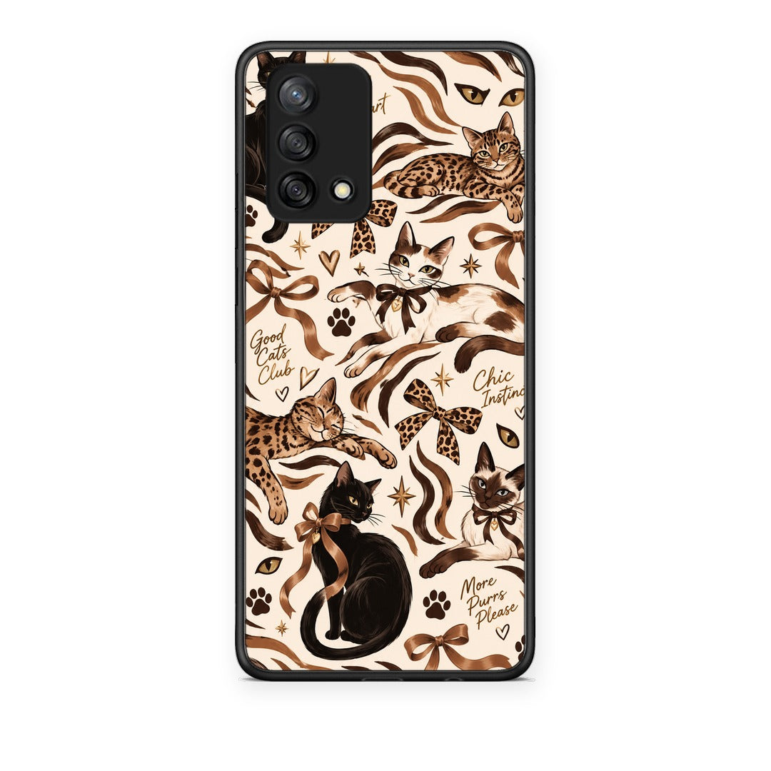 Θήκη Oppo A74 4G Wild Cats and Animal Print Collage από τη Smartfits με σχέδιο στο πίσω μέρος και μαύρο περίβλημα | Oppo A74 4G Wild Cats and Animal Print Collage case with colorful back and black bezels