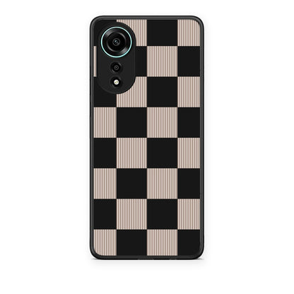 Θήκη Oppo A78 4G Black and Taupe Striped Checks από τη Smartfits με σχέδιο στο πίσω μέρος και μαύρο περίβλημα | Oppo A78 4G Black and Taupe Striped Checks case with colorful back and black bezels