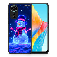 Thumbnail for Θήκη Oppo A78 4G Christmas Neon Snowman από τη Smartfits με σχέδιο στο πίσω μέρος και μαύρο περίβλημα | Oppo A78 4G Christmas Neon Snowman case with colorful back and black bezels