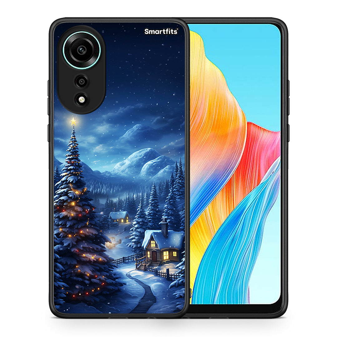 Θήκη Oppo A78 4G Christmas Scenery από τη Smartfits με σχέδιο στο πίσω μέρος και μαύρο περίβλημα | Oppo A78 4G Christmas Scenery case with colorful back and black bezels