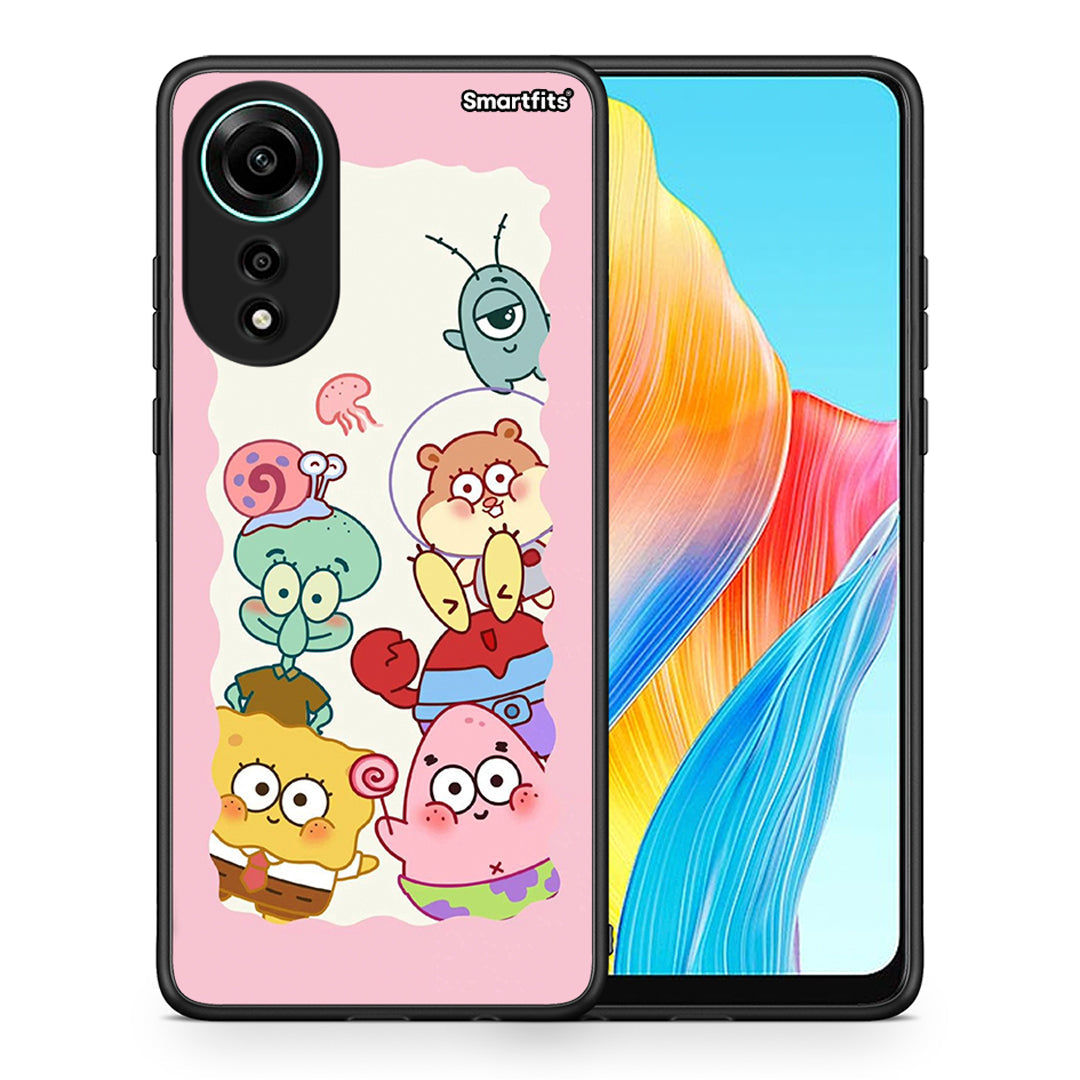 Θήκη Oppo A78 4G Cute Companion από τη Smartfits με σχέδιο στο πίσω μέρος και μαύρο περίβλημα | Oppo A78 4G Cute Companion case with colorful back and black bezels