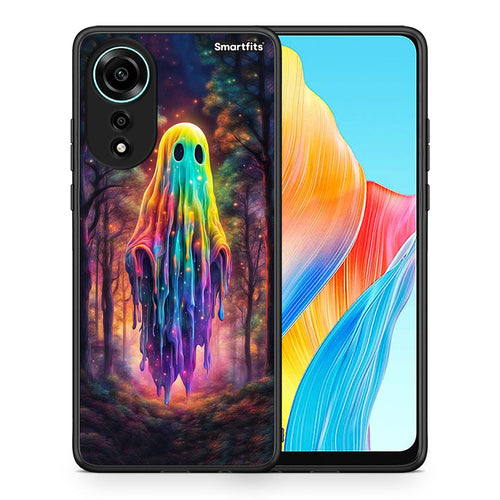 Θήκη Oppo A78 4G Halloween Ghost από τη Smartfits με σχέδιο στο πίσω μέρος και μαύρο περίβλημα | Oppo A78 4G Halloween Ghost case with colorful back and black bezels