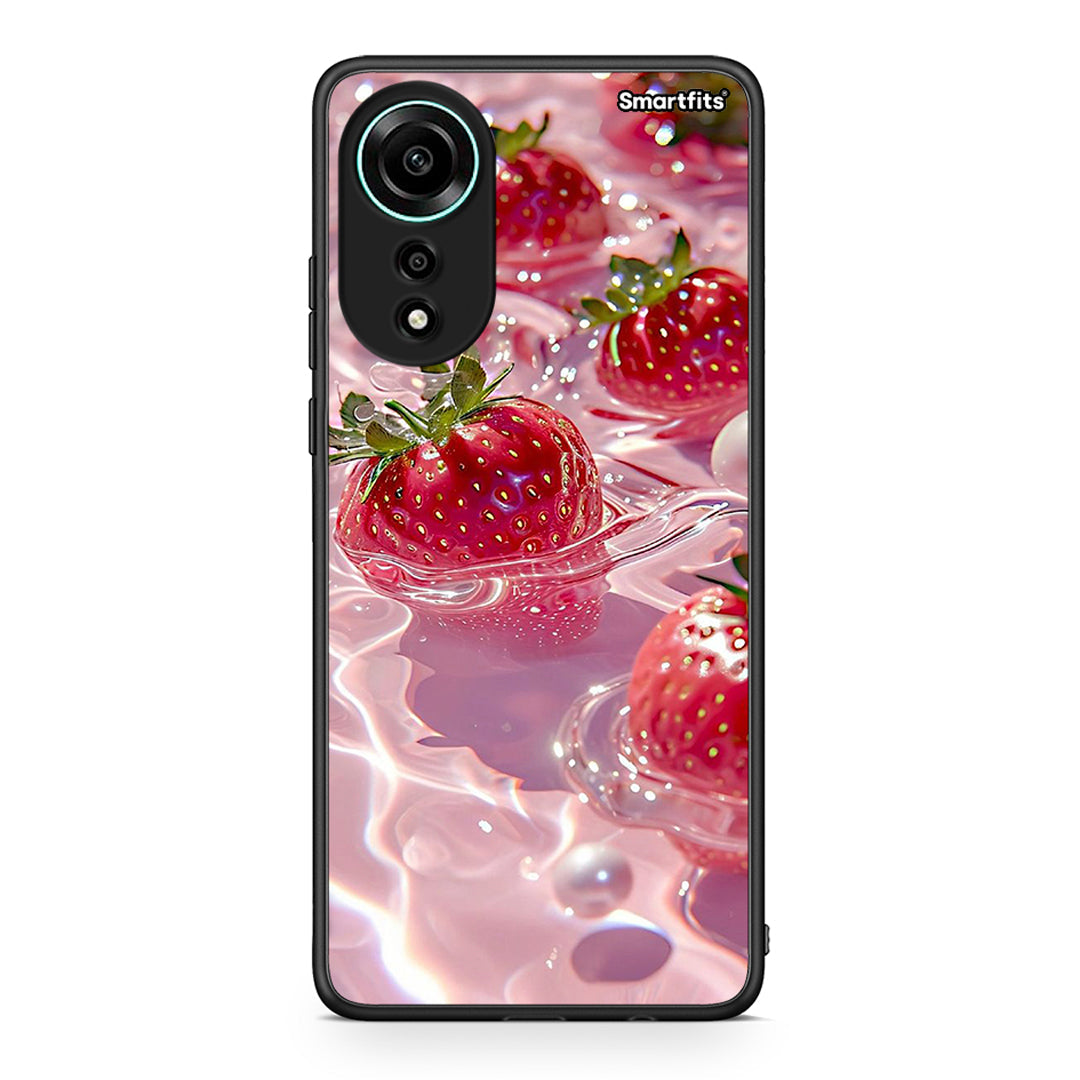 Oppo A78 4G Juicy Strawberries θήκη από τη Smartfits με σχέδιο στο πίσω μέρος και μαύρο περίβλημα | Smartphone case with colorful back and black bezels by Smartfits