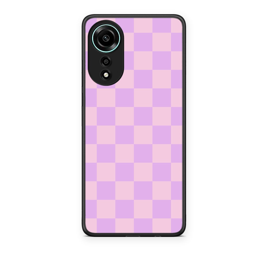 Θήκη Oppo A78 4G Lavender and Pink Checkerboard από τη Smartfits με σχέδιο στο πίσω μέρος και μαύρο περίβλημα | Oppo A78 4G Lavender and Pink Checkerboard case with colorful back and black bezels