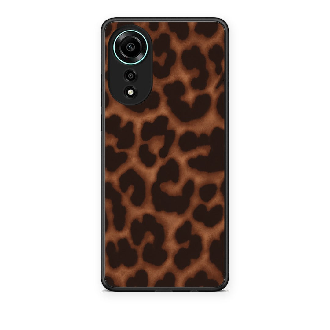 Θήκη Oppo A78 4G Leopard Print Dark Brown από τη Smartfits με σχέδιο στο πίσω μέρος και μαύρο περίβλημα | Oppo A78 4G Leopard Print Dark Brown case with colorful back and black bezels