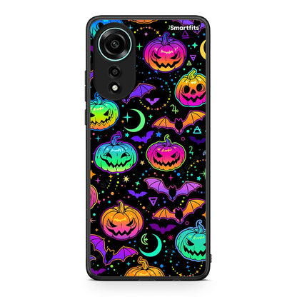 Oppo A78 4G Neon Halloween θήκη από τη Smartfits με σχέδιο στο πίσω μέρος και μαύρο περίβλημα | Smartphone case with colorful back and black bezels by Smartfits