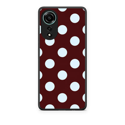 Θήκη Oppo A78 4G Pale Blue Large Polka Dots on Burgundy από τη Smartfits με σχέδιο στο πίσω μέρος και μαύρο περίβλημα | Oppo A78 4G Pale Blue Large Polka Dots on Burgundy case with colorful back and black bezels
