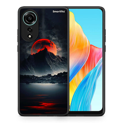 Θήκη Oppo A78 4G Red Full Moon από τη Smartfits με σχέδιο στο πίσω μέρος και μαύρο περίβλημα | Oppo A78 4G Red Full Moon case with colorful back and black bezels