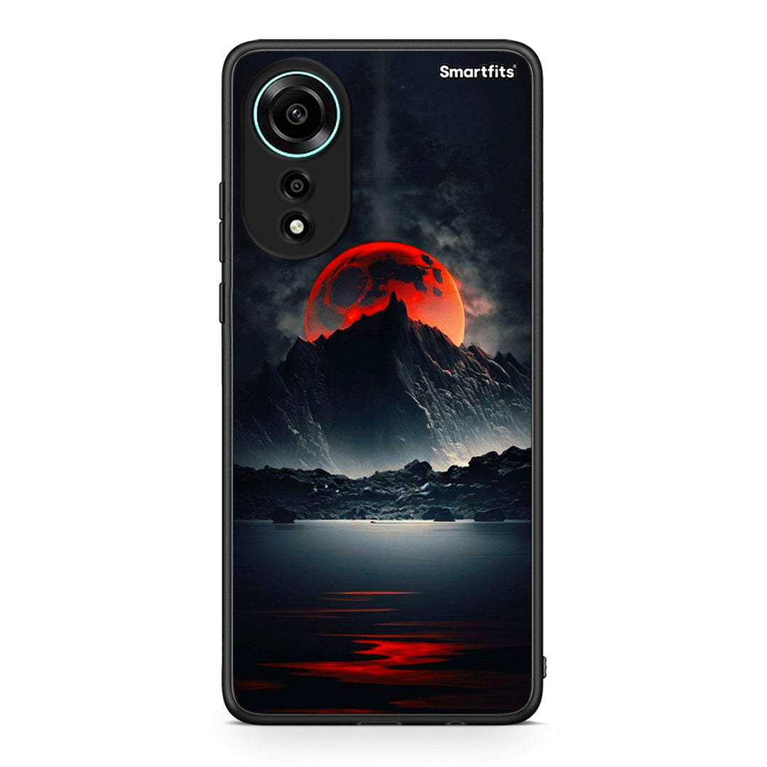 Oppo A78 4G Red Full Moon θήκη από τη Smartfits με σχέδιο στο πίσω μέρος και μαύρο περίβλημα | Smartphone case with colorful back and black bezels by Smartfits