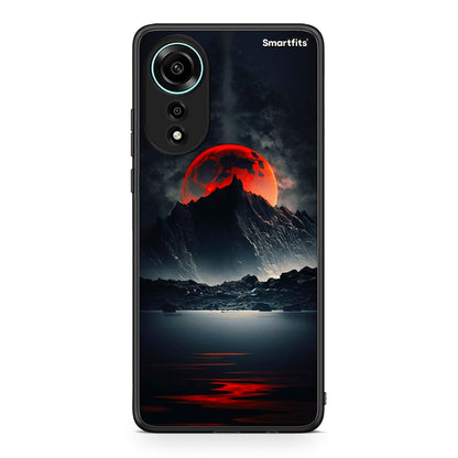 Oppo A78 4G Red Full Moon θήκη από τη Smartfits με σχέδιο στο πίσω μέρος και μαύρο περίβλημα | Smartphone case with colorful back and black bezels by Smartfits