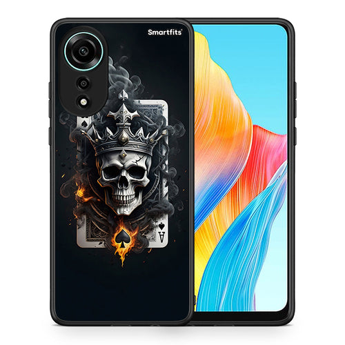 Θήκη Oppo A78 4G Skull King Ace από τη Smartfits με σχέδιο στο πίσω μέρος και μαύρο περίβλημα | Oppo A78 4G Skull King Ace case with colorful back and black bezels
