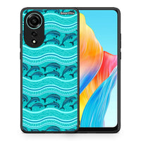 Thumbnail for Θήκη Oppo A78 4G Swimming Dolphins από τη Smartfits με σχέδιο στο πίσω μέρος και μαύρο περίβλημα | Oppo A78 4G Swimming Dolphins case with colorful back and black bezels