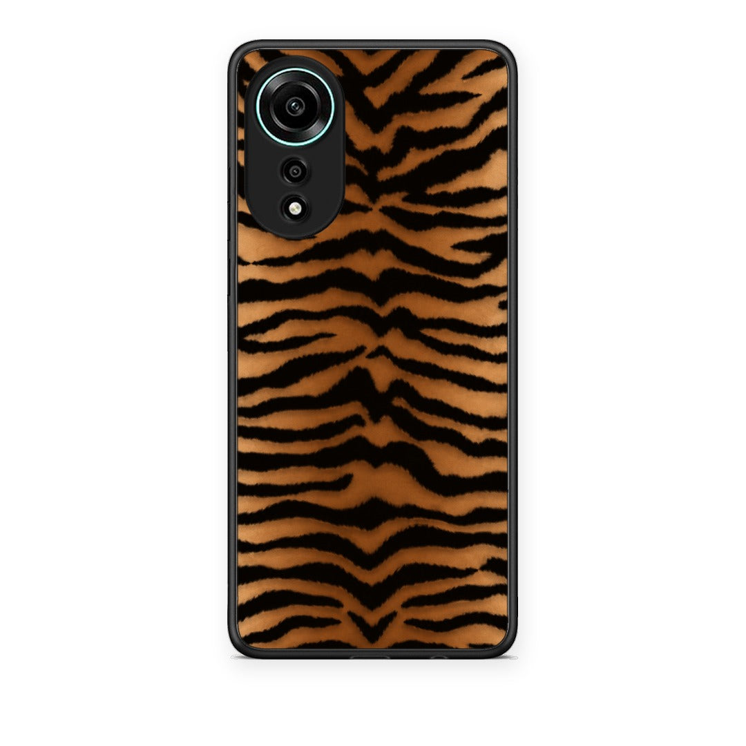 Θήκη Oppo A78 4G Tiger Print Orange and Black από τη Smartfits με σχέδιο στο πίσω μέρος και μαύρο περίβλημα | Oppo A78 4G Tiger Print Orange and Black case with colorful back and black bezels