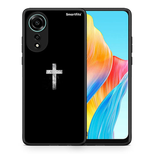 Θήκη Oppo A78 4G White Cross από τη Smartfits με σχέδιο στο πίσω μέρος και μαύρο περίβλημα | Oppo A78 4G White Cross case with colorful back and black bezels
