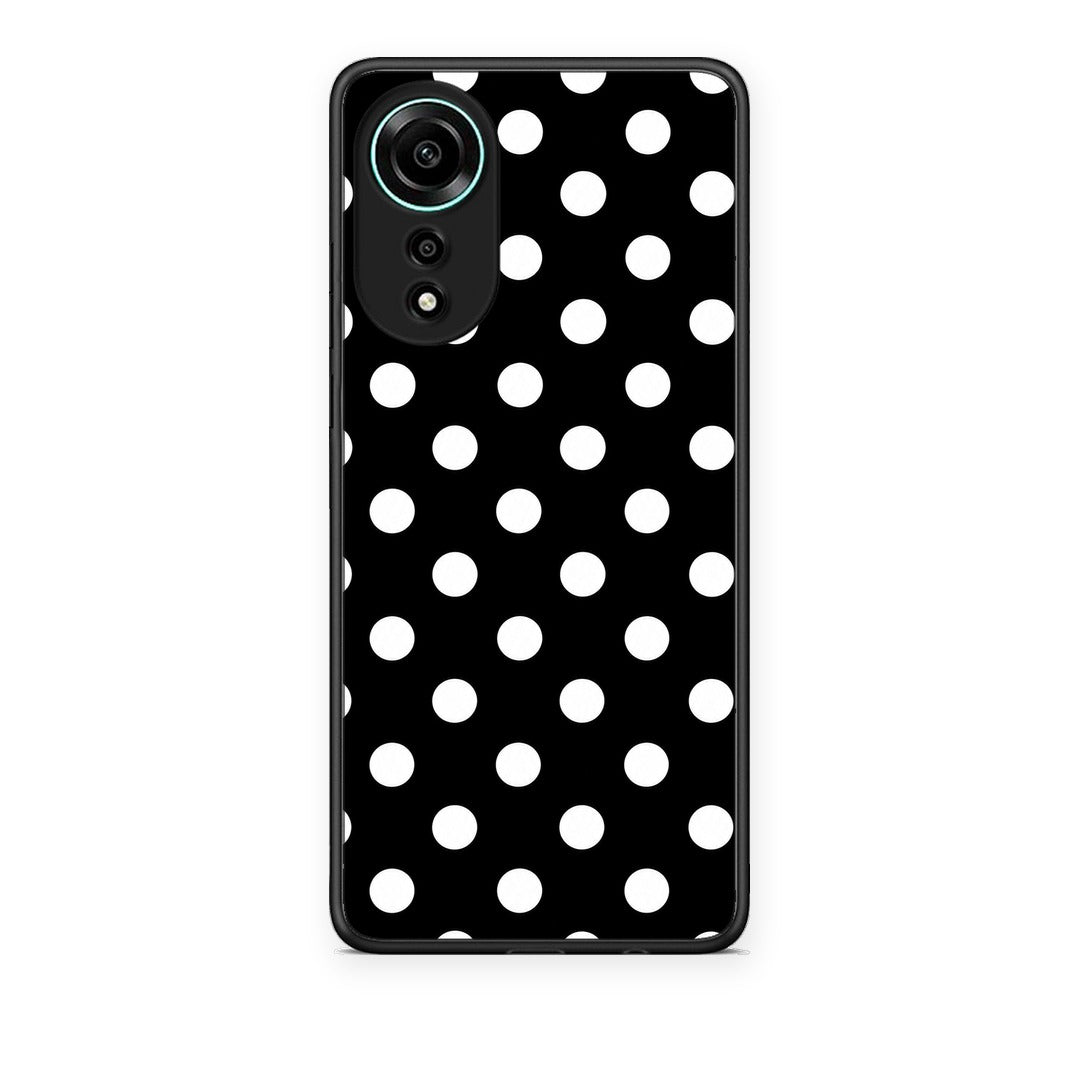 Θήκη Oppo A78 4G White Polka Dots on Black από τη Smartfits με σχέδιο στο πίσω μέρος και μαύρο περίβλημα | Oppo A78 4G White Polka Dots on Black case with colorful back and black bezels