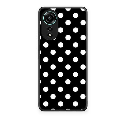 Θήκη Oppo A78 4G White Polka Dots on Black από τη Smartfits με σχέδιο στο πίσω μέρος και μαύρο περίβλημα | Oppo A78 4G White Polka Dots on Black case with colorful back and black bezels
