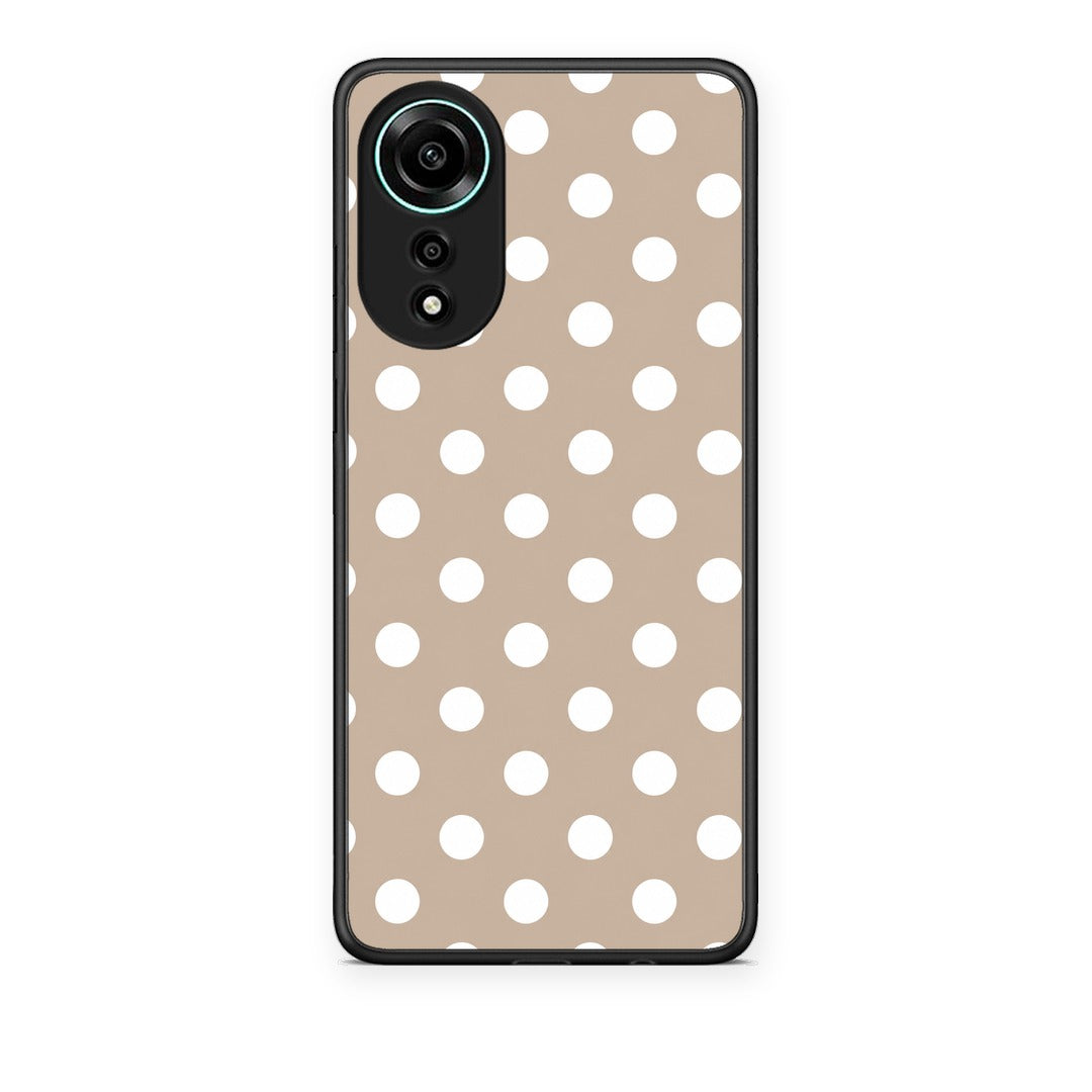 Θήκη Oppo A78 4G White Polka Dots on Taupe από τη Smartfits με σχέδιο στο πίσω μέρος και μαύρο περίβλημα | Oppo A78 4G White Polka Dots on Taupe case with colorful back and black bezels