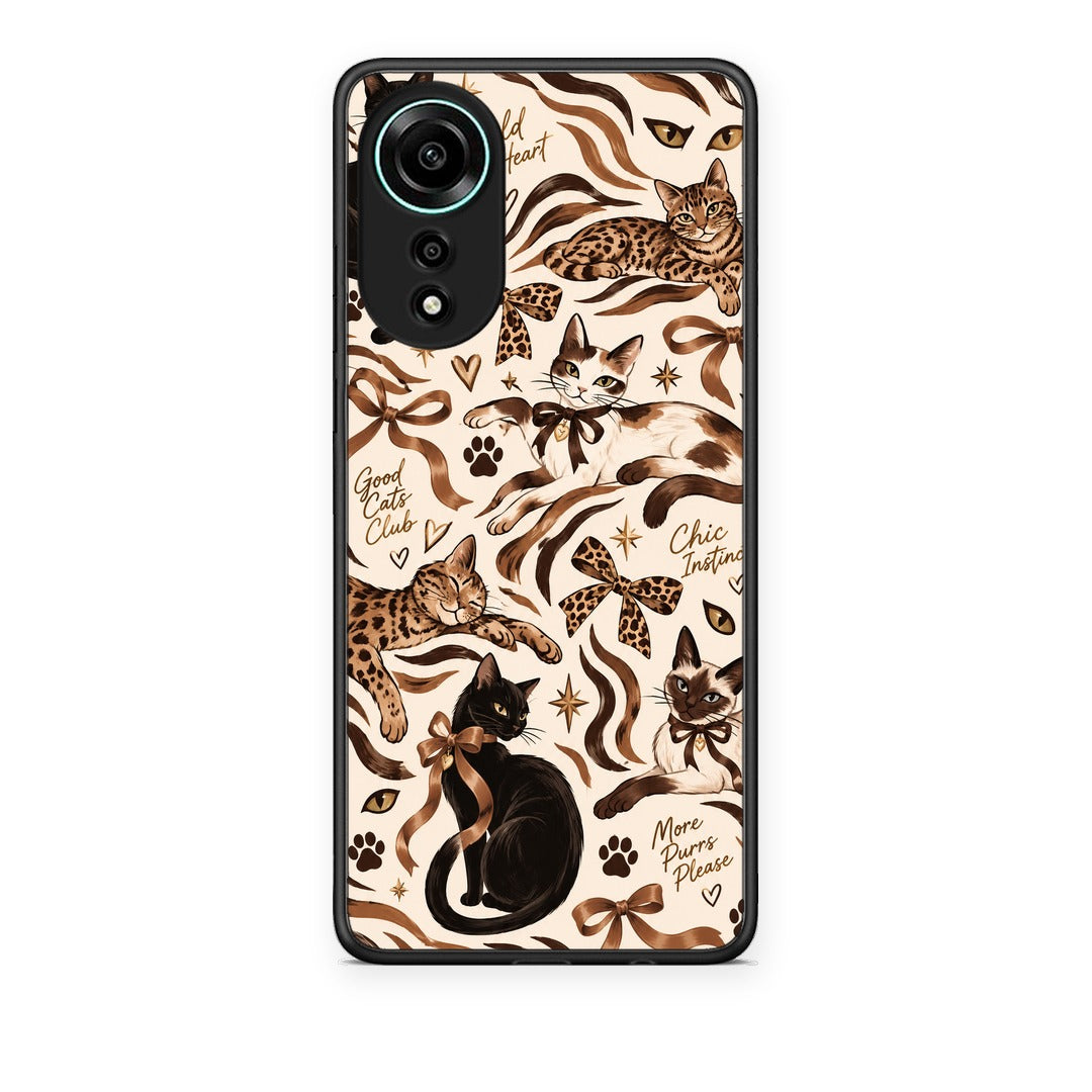 Θήκη Oppo A78 4G Wild Cats and Animal Print Collage από τη Smartfits με σχέδιο στο πίσω μέρος και μαύρο περίβλημα | Oppo A78 4G Wild Cats and Animal Print Collage case with colorful back and black bezels