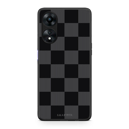 Θήκη Oppo A78 5G Black and Charcoal Striped Checks από τη Smartfits με σχέδιο στο πίσω μέρος και μαύρο περίβλημα | Oppo A78 5G Black and Charcoal Striped Checks case with colorful back and black bezels