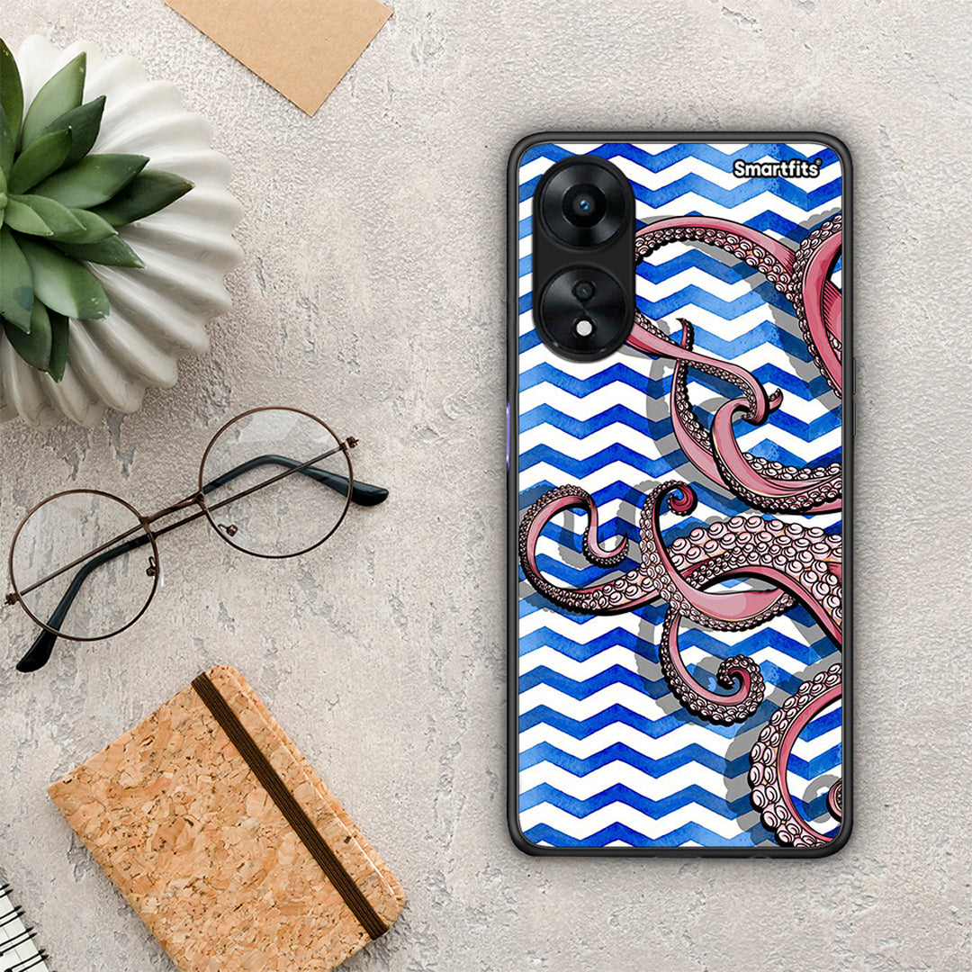 Θήκη Oppo A78 Chevron Devilfish από τη Smartfits με σχέδιο στο πίσω μέρος και μαύρο περίβλημα | Oppo A78 Chevron Devilfish Case with Colorful Back and Black Bezels