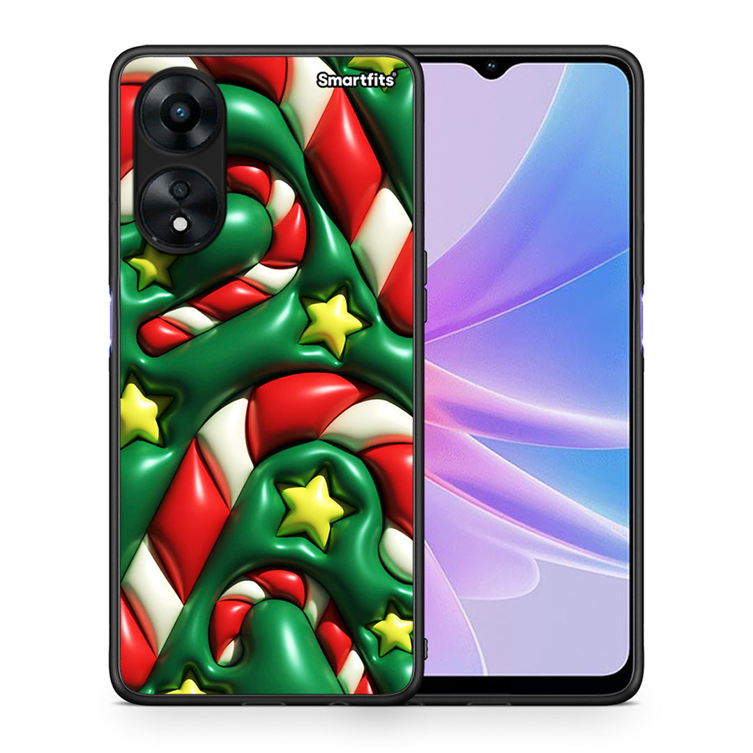 Θήκη Oppo A78 Christmas Bubbles από τη Smartfits με σχέδιο στο πίσω μέρος και μαύρο περίβλημα | Oppo A78 Christmas Bubbles Case with Colorful Back and Black Bezels