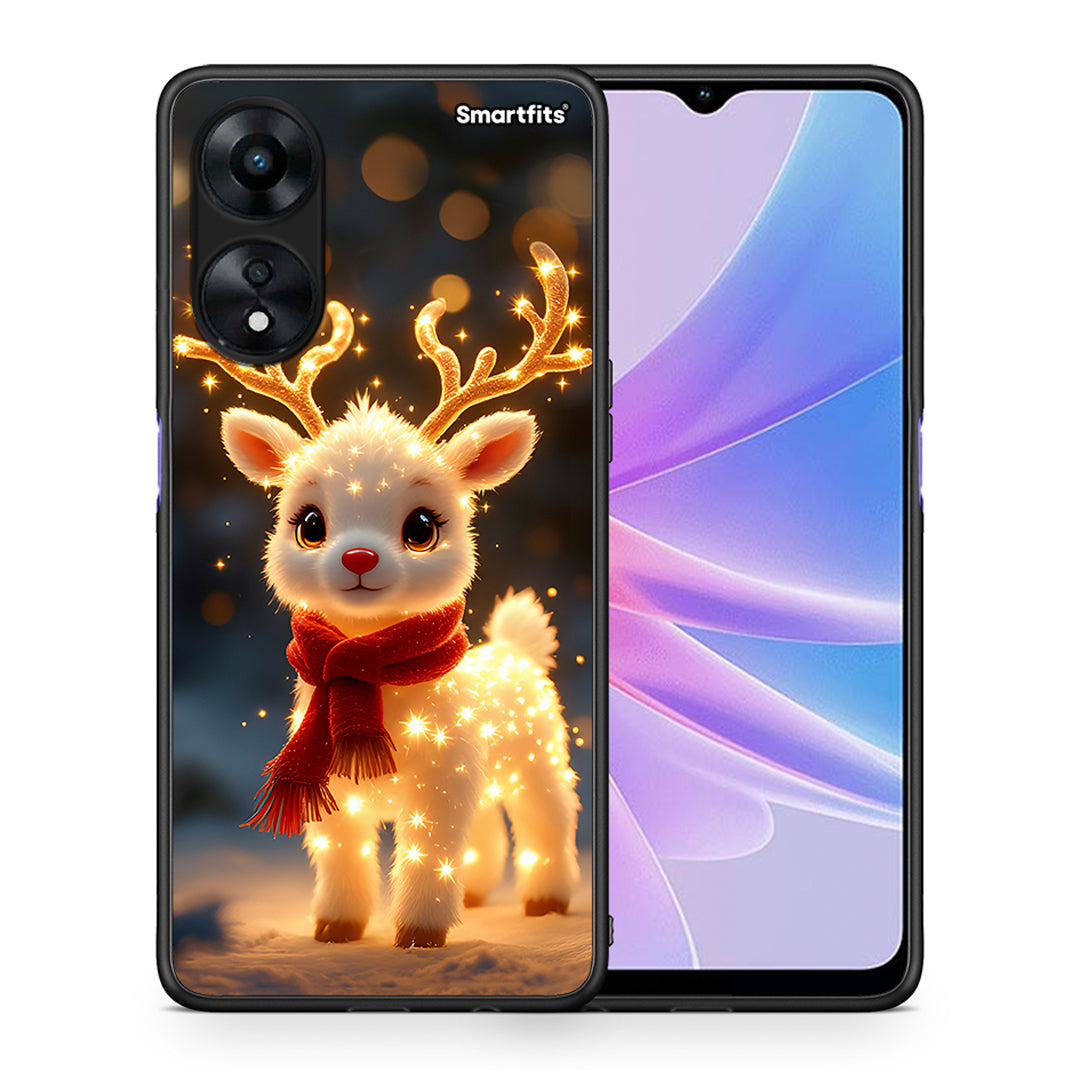 Θήκη Oppo A78 Christmas Cutie από τη Smartfits με σχέδιο στο πίσω μέρος και μαύρο περίβλημα | Oppo A78 Christmas Cutie Case with Colorful Back and Black Bezels