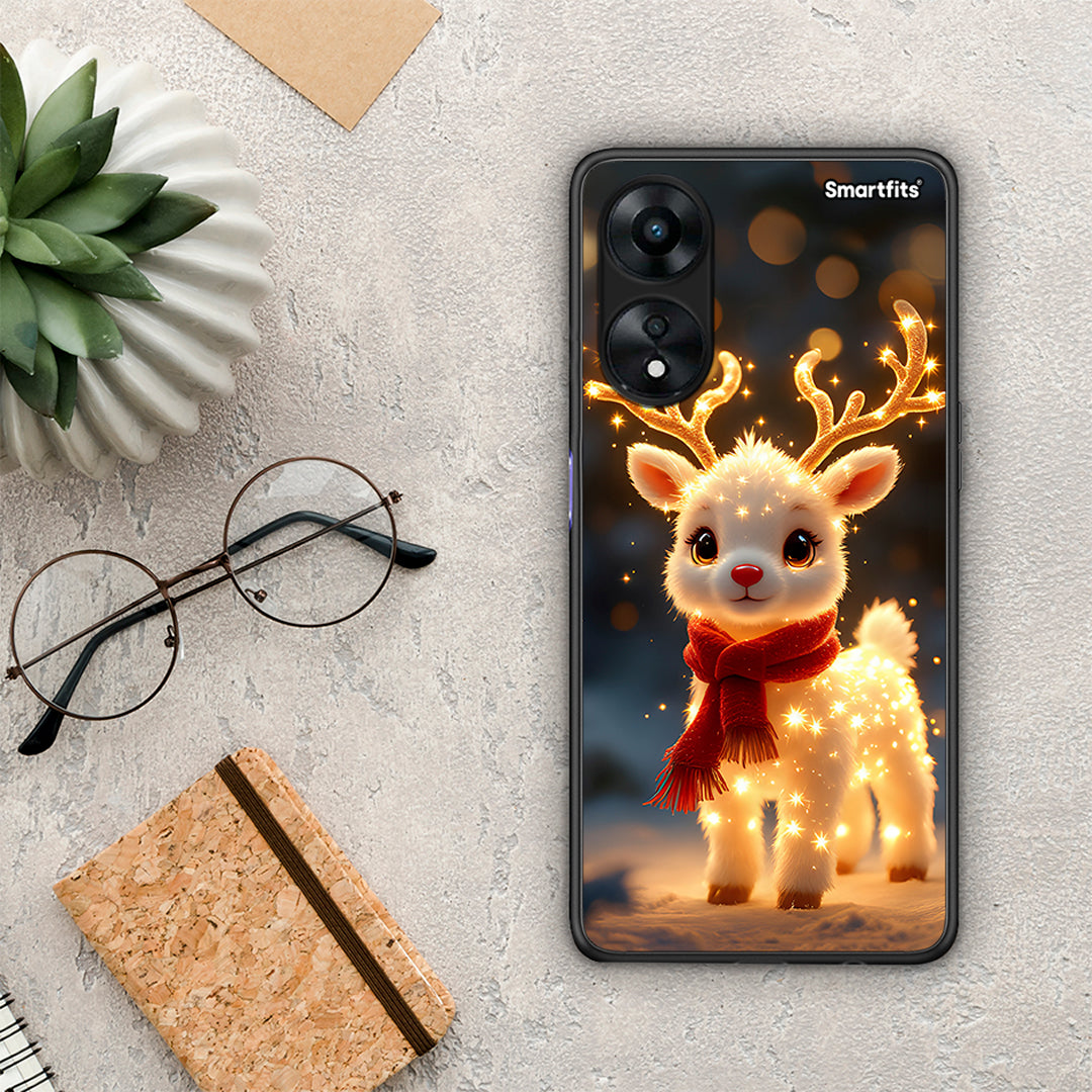 Θήκη Oppo A78 Christmas Cutie από τη Smartfits με σχέδιο στο πίσω μέρος και μαύρο περίβλημα | Oppo A78 Christmas Cutie Case with Colorful Back and Black Bezels