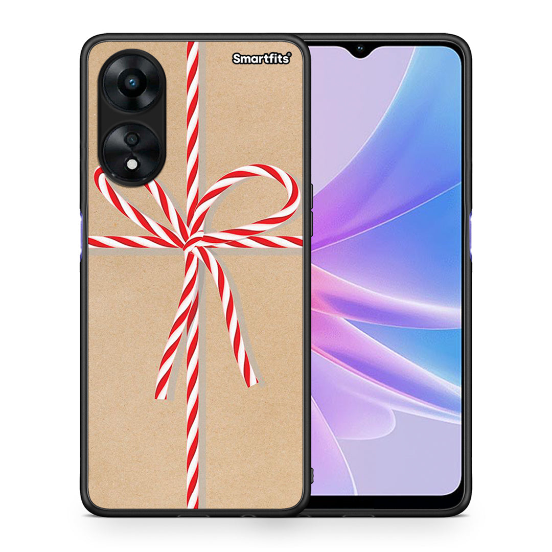 Θήκη Oppo A78 Christmas Gift από τη Smartfits με σχέδιο στο πίσω μέρος και μαύρο περίβλημα | Oppo A78 Christmas Gift Case with Colorful Back and Black Bezels