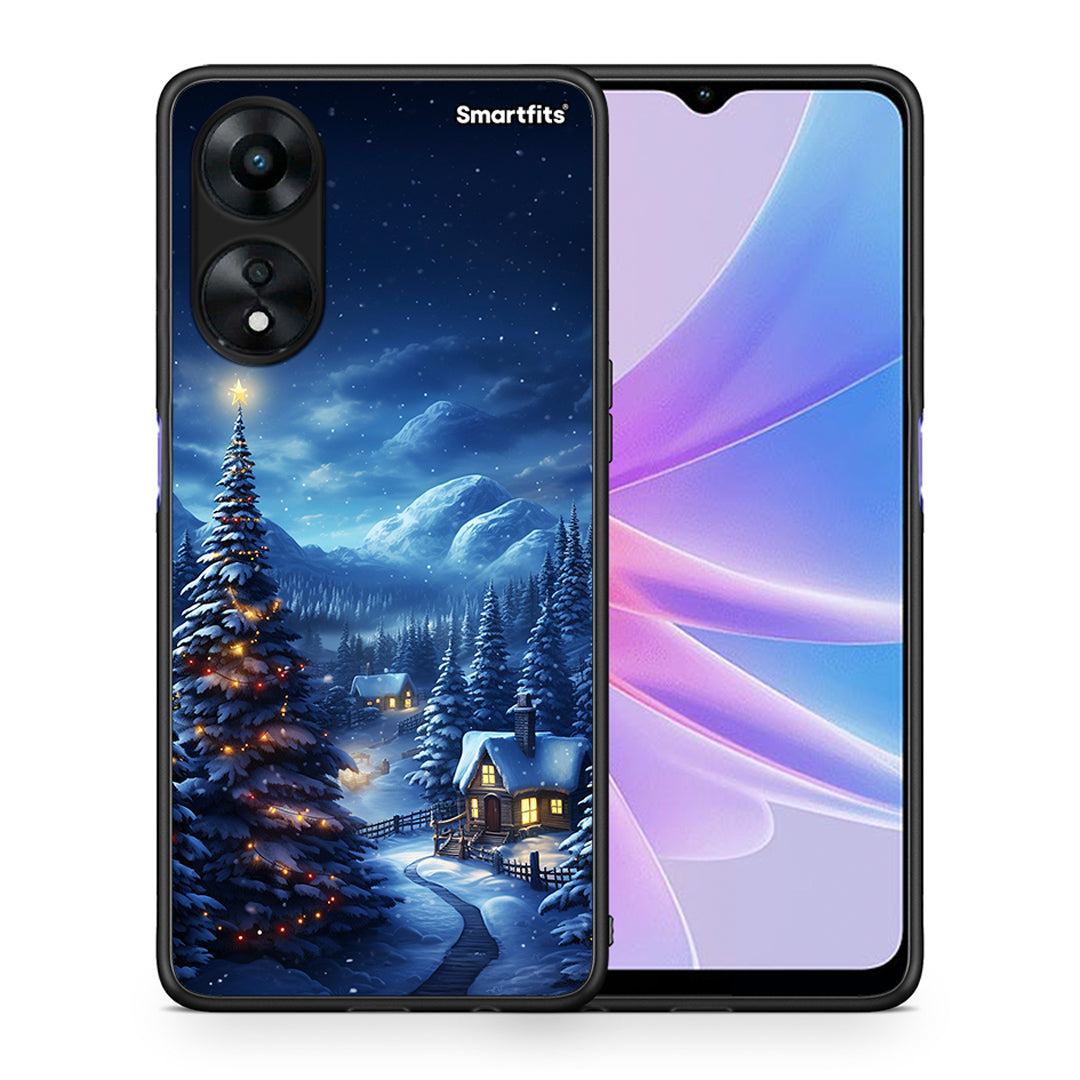 Θήκη Oppo A78 Christmas Scenery από τη Smartfits με σχέδιο στο πίσω μέρος και μαύρο περίβλημα | Oppo A78 Christmas Scenery Case with Colorful Back and Black Bezels