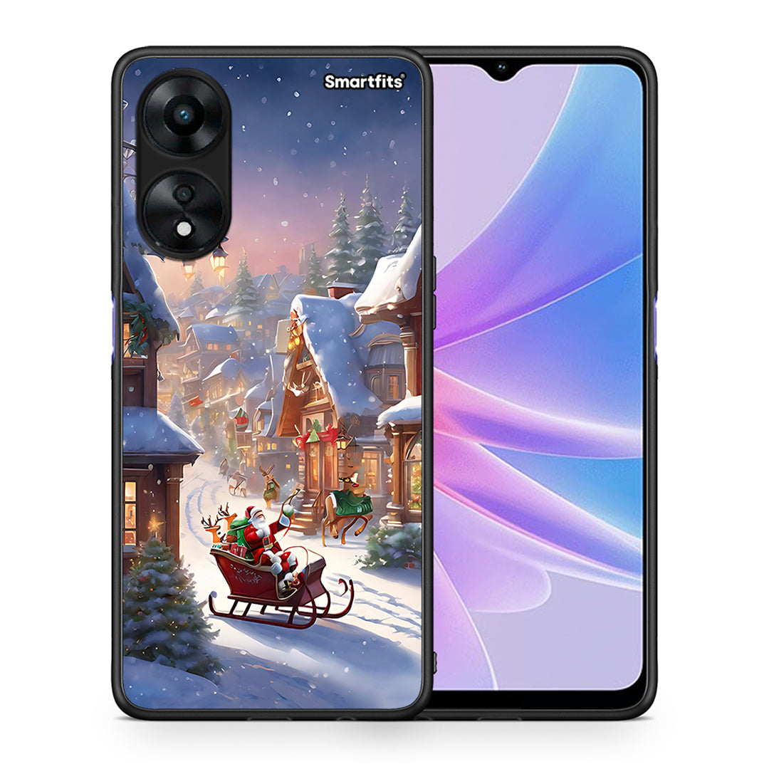 Θήκη Oppo A78 Christmas Snow από τη Smartfits με σχέδιο στο πίσω μέρος και μαύρο περίβλημα | Oppo A78 Christmas Snow Case with Colorful Back and Black Bezels