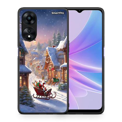 Θήκη Oppo A78 Christmas Snow από τη Smartfits με σχέδιο στο πίσω μέρος και μαύρο περίβλημα | Oppo A78 Christmas Snow Case with Colorful Back and Black Bezels