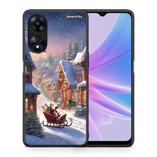 Θήκη Oppo A78 Christmas Snow από τη Smartfits με σχέδιο στο πίσω μέρος και μαύρο περίβλημα | Oppo A78 Christmas Snow Case with Colorful Back and Black Bezels
