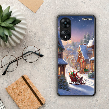 Θήκη Oppo A78 Christmas Snow από τη Smartfits με σχέδιο στο πίσω μέρος και μαύρο περίβλημα | Oppo A78 Christmas Snow Case with Colorful Back and Black Bezels