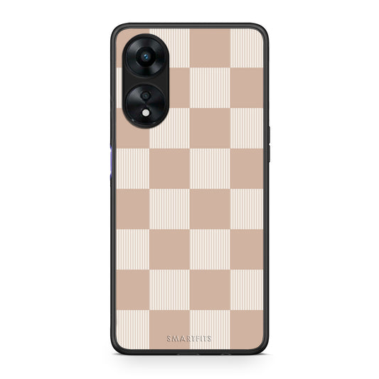 Θήκη Oppo A78 5G Latte and Cream Striped Checks από τη Smartfits με σχέδιο στο πίσω μέρος και μαύρο περίβλημα | Oppo A78 5G Latte and Cream Striped Checks case with colorful back and black bezels