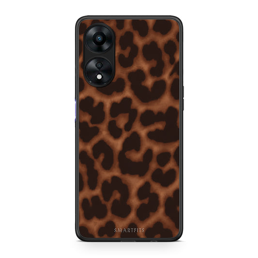 Θήκη Oppo A78 5G Leopard Print Dark Brown από τη Smartfits με σχέδιο στο πίσω μέρος και μαύρο περίβλημα | Oppo A78 5G Leopard Print Dark Brown case with colorful back and black bezels
