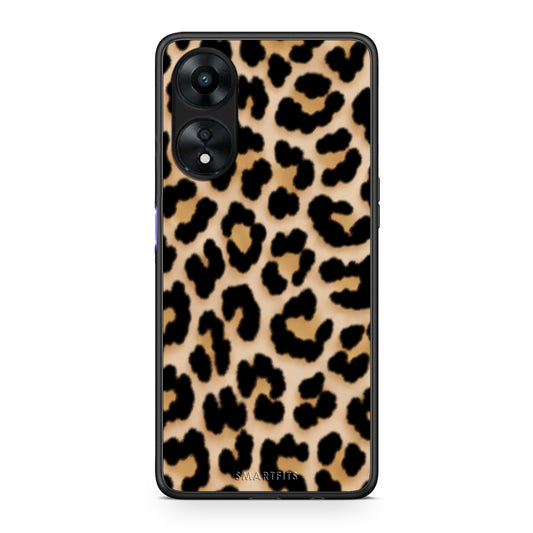 Θήκη Oppo A78 5G Leopard Print Tan Small από τη Smartfits με σχέδιο στο πίσω μέρος και μαύρο περίβλημα | Oppo A78 5G Leopard Print Tan Small case with colorful back and black bezels