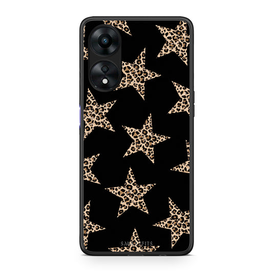 Θήκη Oppo A78 5G Leopard Stars on Black από τη Smartfits με σχέδιο στο πίσω μέρος και μαύρο περίβλημα | Oppo A78 5G Leopard Stars on Black case with colorful back and black bezels